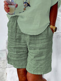 Linen Shorts Casual Loose Striped Outerwear Beach Pants Thin