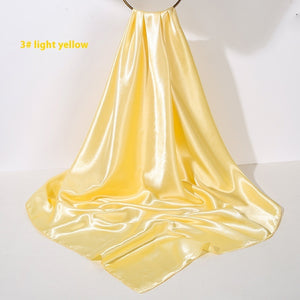 Pure Color Silk Scarf Artificial Silk 90cm Shiny Satin Shawl