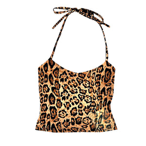 Leopard Print Camisole Sexy Beautiful Comfortable Midriff-baring Top Street Style Retro Casual Women