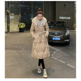 White Duck Slim Fit Down Jacket Women Overknee Mid-length Big Fur Collar Coat