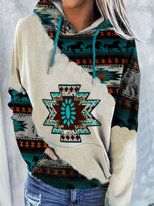 FallWinter Hoodie Ethnic Print