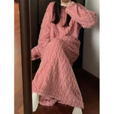 Winter Coral Fleece Sleepwear Women's Nightgown Long Night Dress Pajamas With Pockets Thickened Jacquard Dress Warm Home Clothes