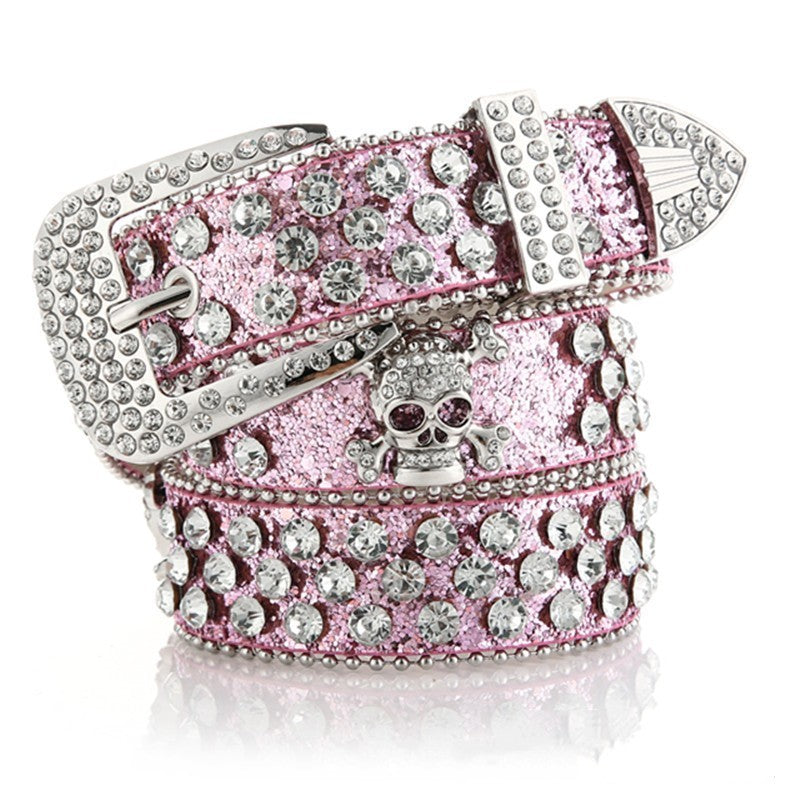 Women's Cowboy Style Skull Rhinestone Belt