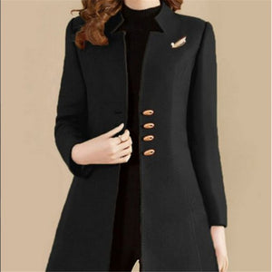 Autumn And Winter Slim Korean Style Solid Color Women's Woolen Coat Jacket