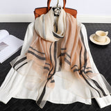 Women's Korean Style Silk Plaid Scarf