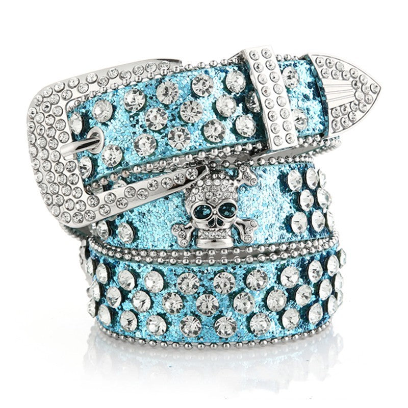 Women's Cowboy Style Skull Rhinestone Belt