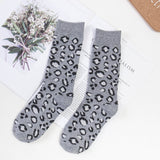 Autumn And Winter Cotton Leopard Print Tube Socks