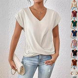 Fashion Short-sleeve T-shirt Summer Casual Irregular Knot Top For Women