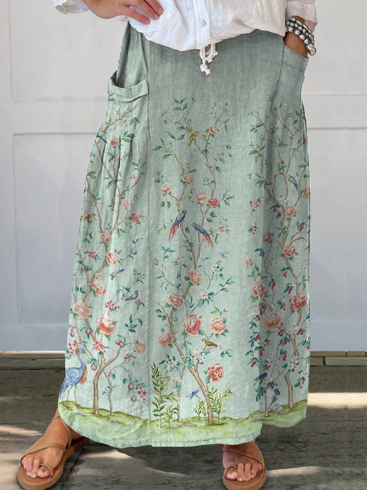 Leisure Retro Floral Vacation Skirt