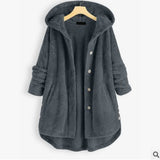 Women's Fashion Temperament Pure Color Hooded Double-sided Velvet Sweatshirt Coat