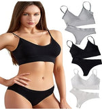 Thin -steel -free Rim Sports Suspender Vest French Triangle Cup Bar & Panties Two Piece Lingerie Set