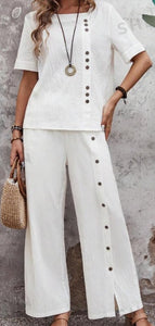 Women's Plain Loose Fit Suit With Buttons Down The Front For Spring Summer Vacation