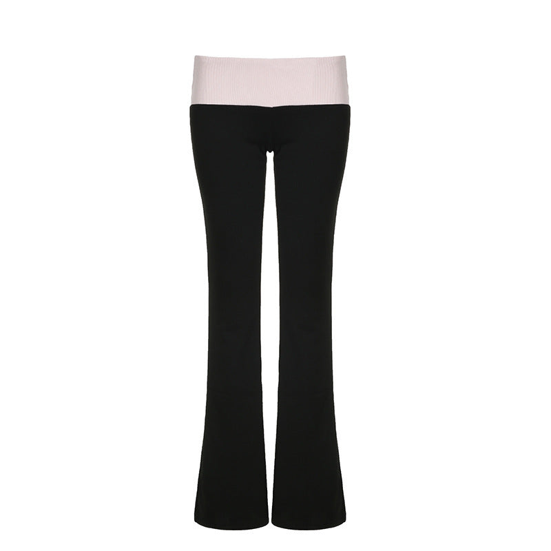 Color Matching Low Waist Casual Bootcut Trousers Women