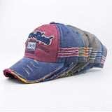 Ripped Retro Duck Tongue Stitching Letters Baseball Hat