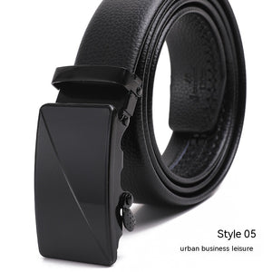 Men's Fashion Automatic Buckle Litchi Pattern Belt