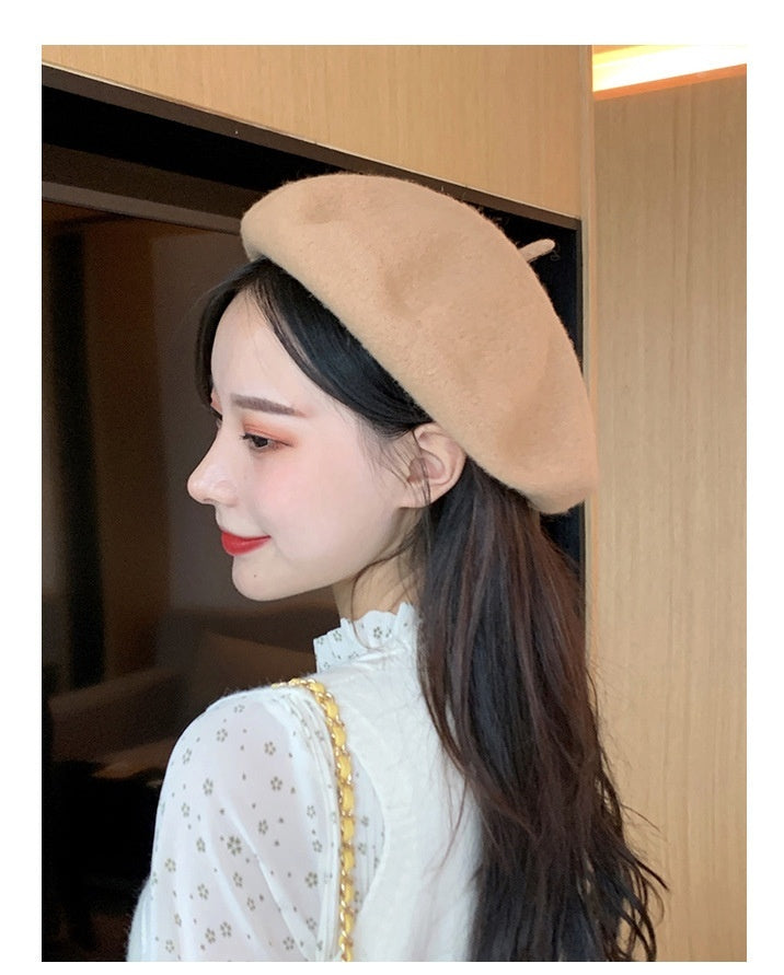 Artistic Wool Candy Color Painter Cap Fashionable Warm Hat