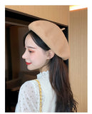 Artistic Wool Candy Color Painter Cap Fashionable Warm Hat