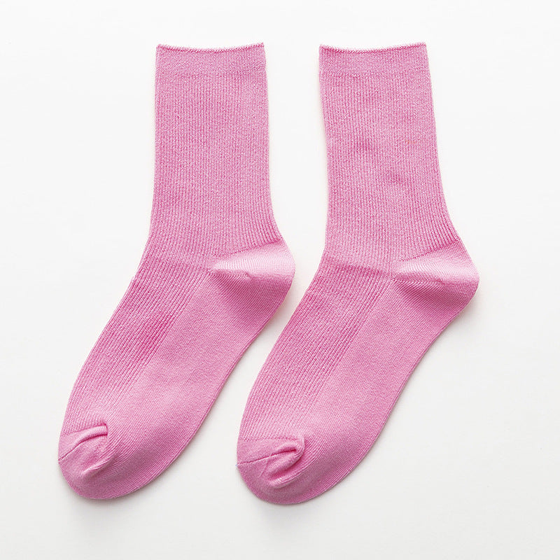 Summer Candy Color Solid Color Mid-calf Length Socks