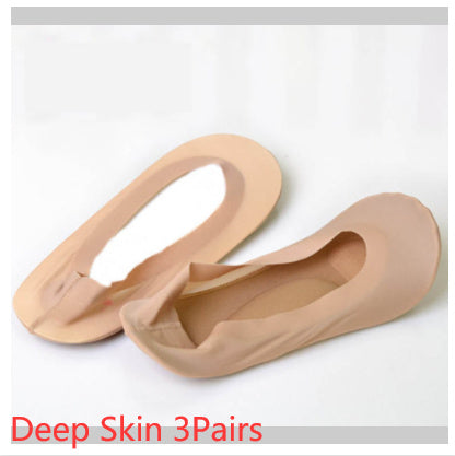 3D Arch Foot Massage Health Care Women Summer Socks Ice Silk Socks Shallow Mouth Silica Gel Invisible Slippers Feet Care