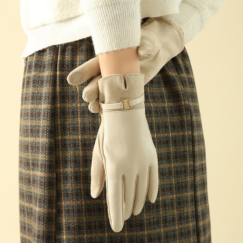 Warm-keeping And Cold-proof Plus Suede Velvet Gloves