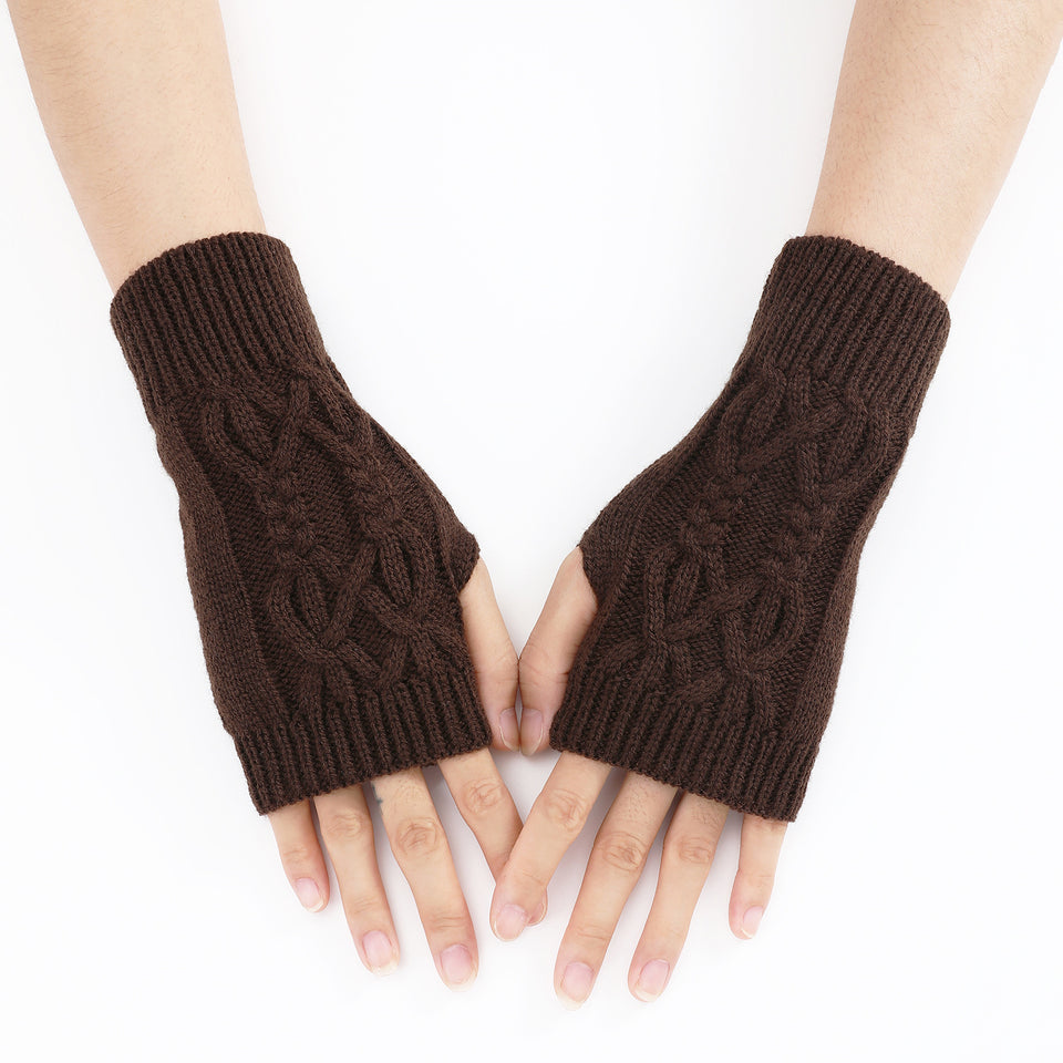 Knitted Half Gloves Female Cute Winter Open Finger Half Finger Student Male And Female Couple Wool