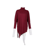 Long Sleeved Irregular Hem Solid Color Pullover Top