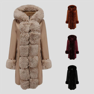 Women's Cotton-padded Coat Detachable Fur Collar Mid-length Long Sleeve Parka