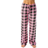 Drawstring Plaid Print Trousers Casual Loose Sports Home Pants Women