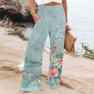 Elegant Series New Printed Loose High Waist Casual Wide Leg Pants