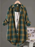 Plaid Shirt Women's Long Sleeve Casual Foreign Style Long Fashion Loose Shirt Jacket