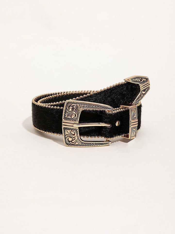 Retro Pattern PU Belt Western Style Women's Belt