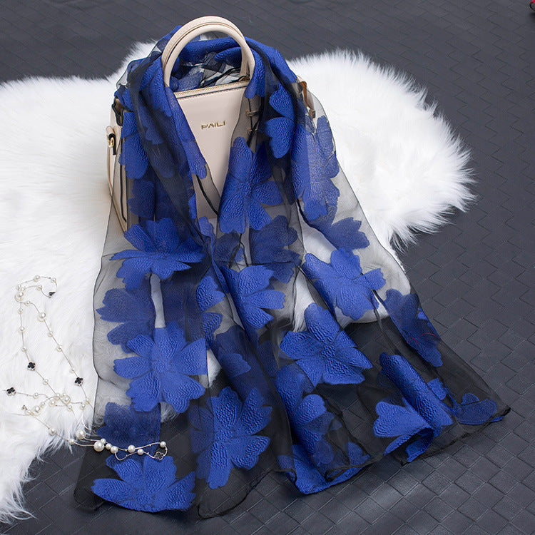 Cut flowers hollow silk scarf simulation silk scarf