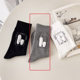 Spring And Autumn Tube Socks Cute Cartoon Black White Gray Alpaca Socks