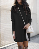 European And American Round Neck Knitted Long-sleeved Dress