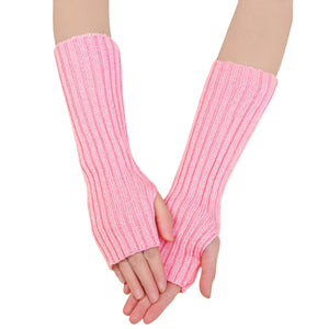 30-length Striped Gloves New Autumn And Winter Wool Sleeve Knitted Warm Fingerless Oversleeve