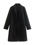 Women's Casual Woolen Lapel Non-buckle Overcoat Coat