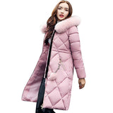 Long hooded padded down coat coat women