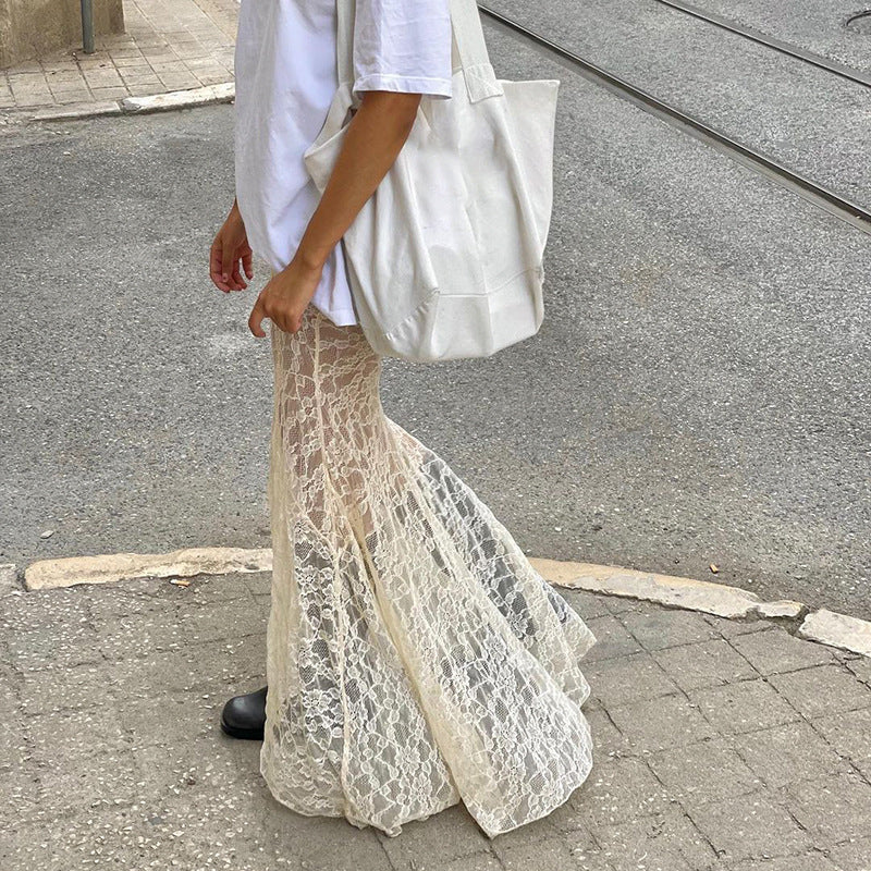 Baroque Style Retro Lace Fishtail Skirt Women