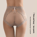 Plus Size French Pure Desire Lace Hollow Mesh Sexy Transparent Pure Cotton 7A Antibacterial Briefs