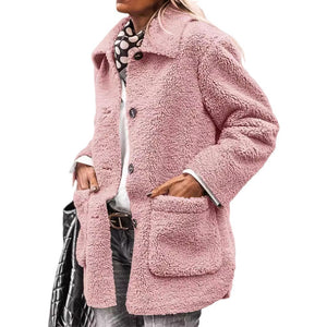 Women's Button Casual Plush Coat