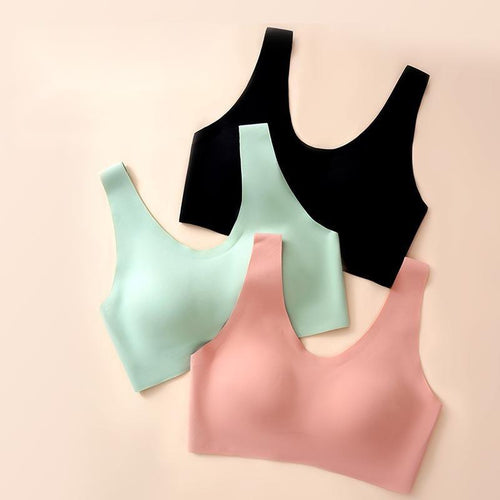 One piece seamless sports bra without steel ring