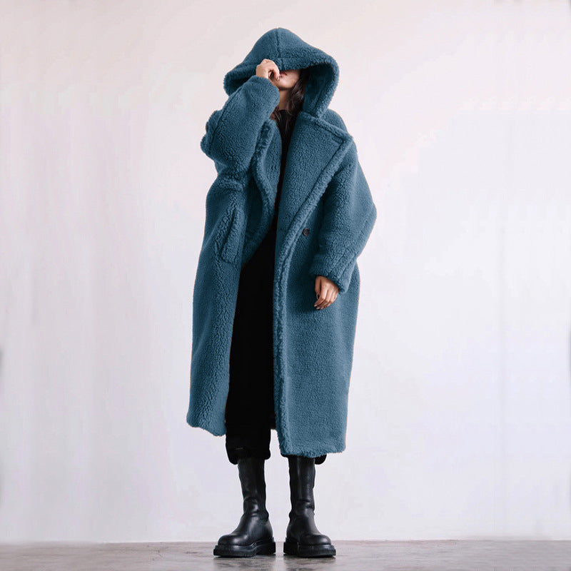 Autumn And Winter Casual Faux Fur Coat Women's Coat Mid-length Coat