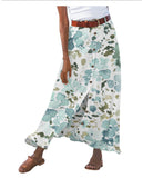 Women's Fashion Cotton Linen A-Line Hip Mid Waist Long Skirt