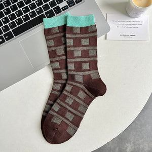 Dopamine Retro Mid-calf Length Double Needle Sweet Cool Street Ladies Loose Socks