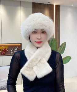 Suit Winter Scarf Mongolian Cap Plush Hat Women's Thickened