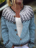 Winter Cardigan Coat Single-breasted Totem Warm Sweater