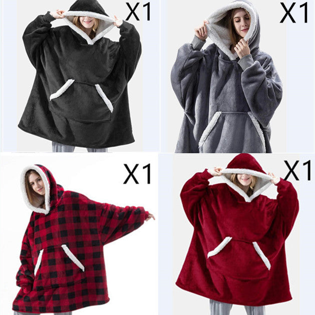 Men And Women Can Wear Zipper Flannel Lazy Blanket