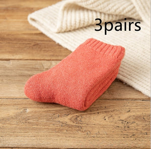 Winter Warm Padded Extra Thick Fleece Lined Fur Selvedge Female Middle Tube Socks