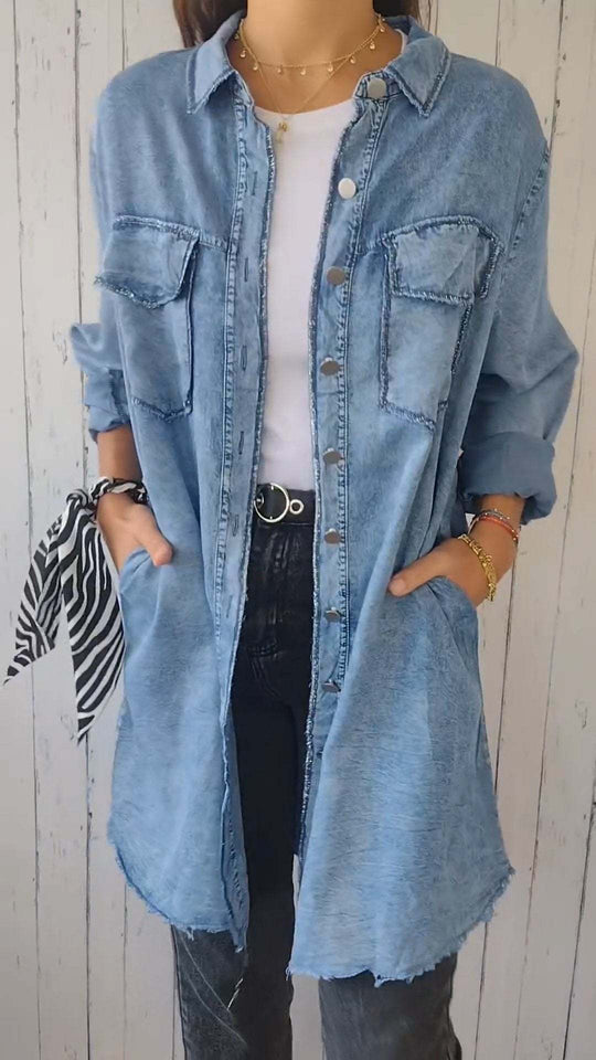 Jean-like Cloth Casual Long Shirt Coat