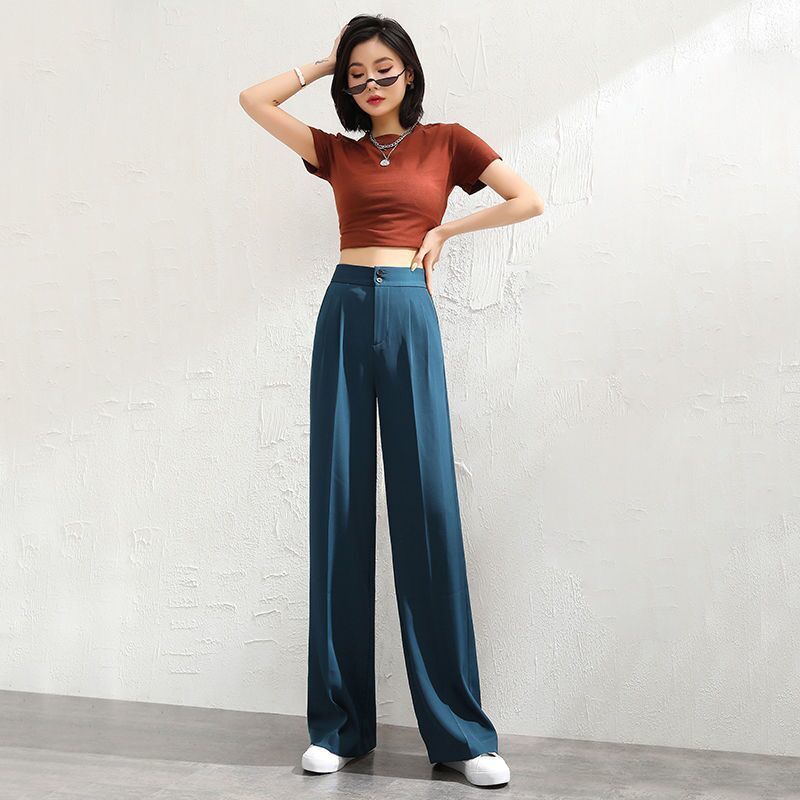 Women's Wide Leg High Waist Drooping Loose Slimming And Straight Casual Mopping Chiffon Suit Pants